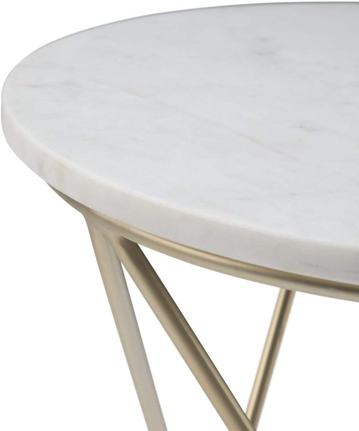 Gabon 18" Metal Accent Side Table White/Gold