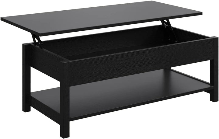 Lift Top Coffee Table with Hidden Compartment, Farmhouse, Black