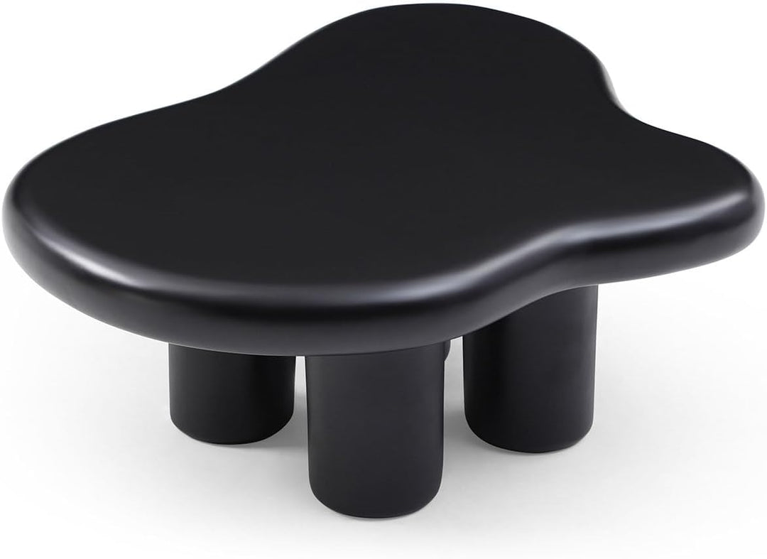 Modern Black Coffee Table, Fiberglass Cloud-Shape, 35.4''-black