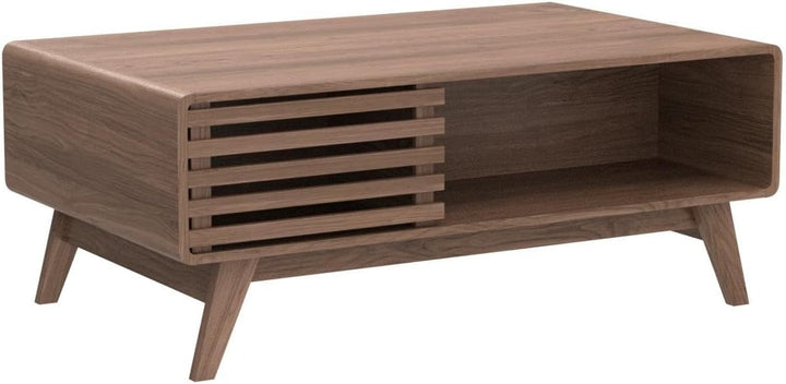 Ensley Mid-Century Modern Coffee Table with Storage, Farmhouse (Walnut)