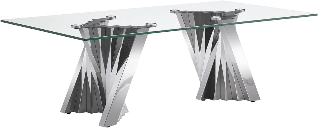 Modern Glass & Stainless Steel Coffee Table, Silver20