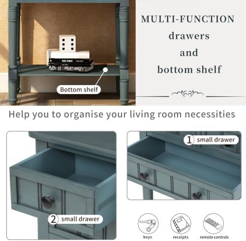 Narrow Console, Slim Sofa Table with 3 Storage Drawers