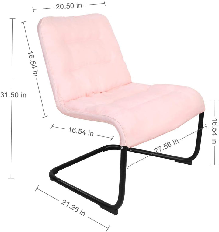 Upholstered Metal Modern Chair with Soft Cushion, Pink