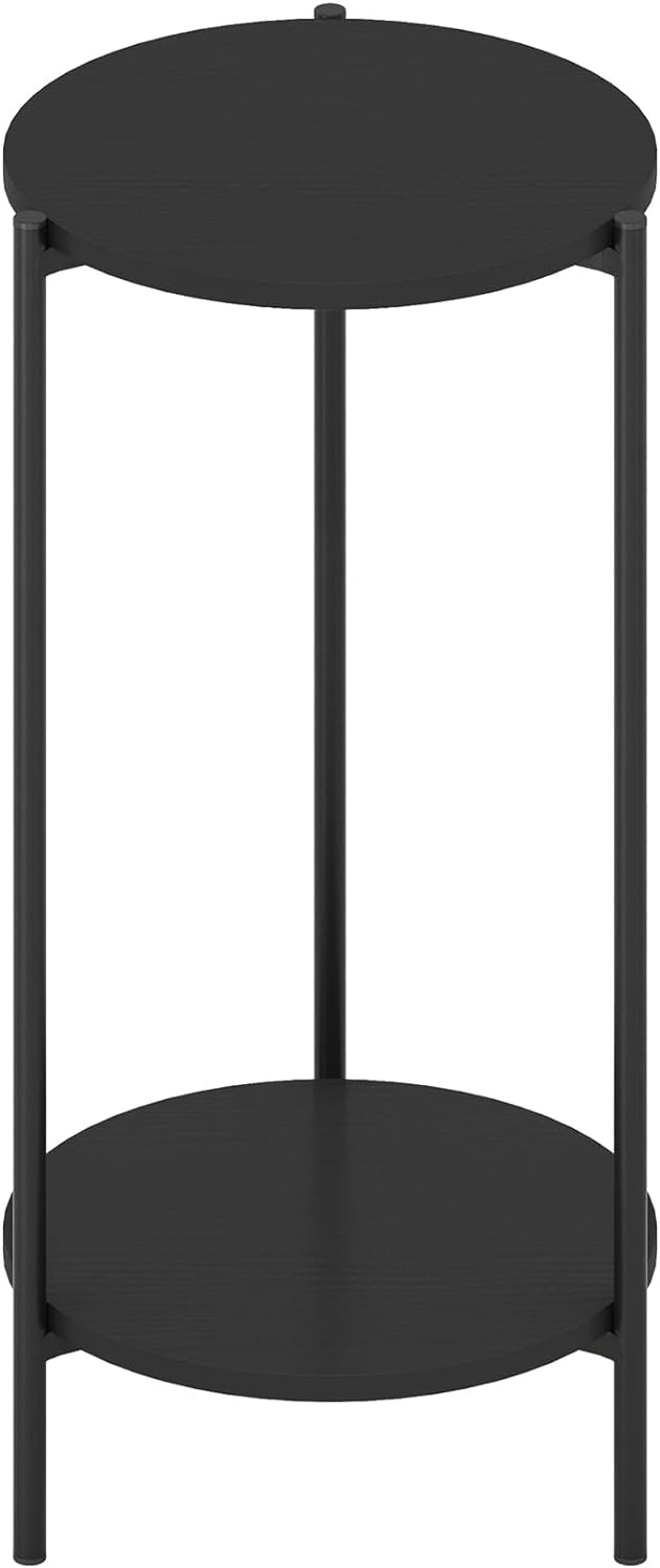 Furinno Besi 2-Tier Modern Round Side End Table, Americano