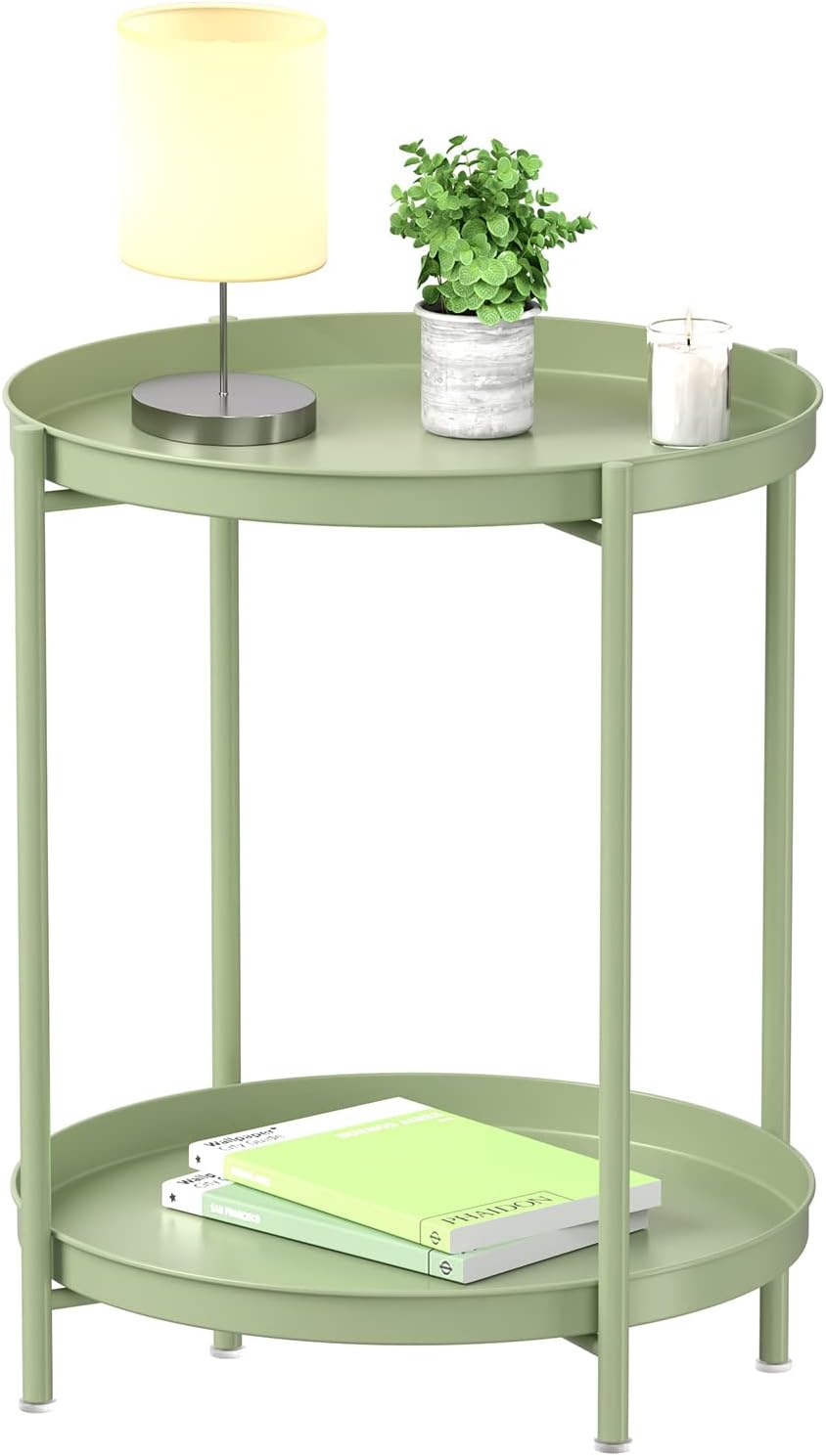 2 Tier End Table Metal Side Table Waterproof