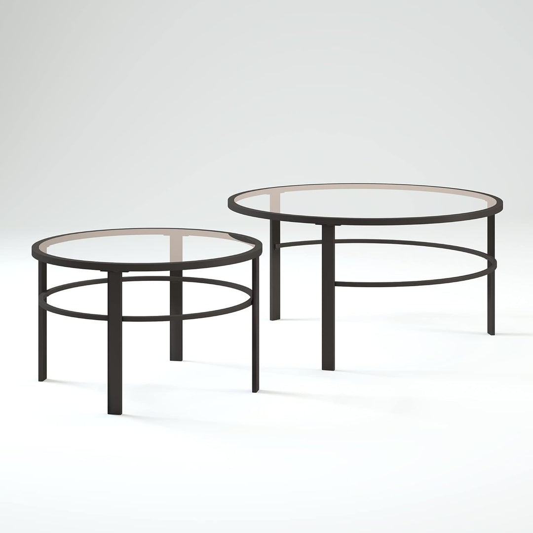 Henn&Hart Round Nested Coffee Table, Blackened Bronze