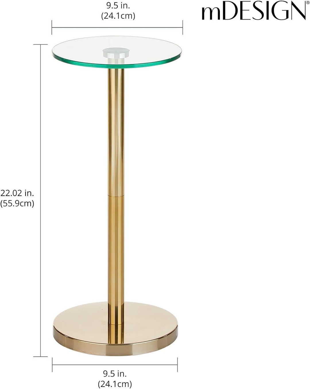 Glass Top Side/End Drink Table - Clear/Soft Brass