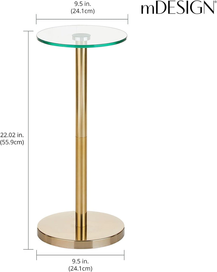 Glass Top Side/End Drink Table - Clear/Soft Brass