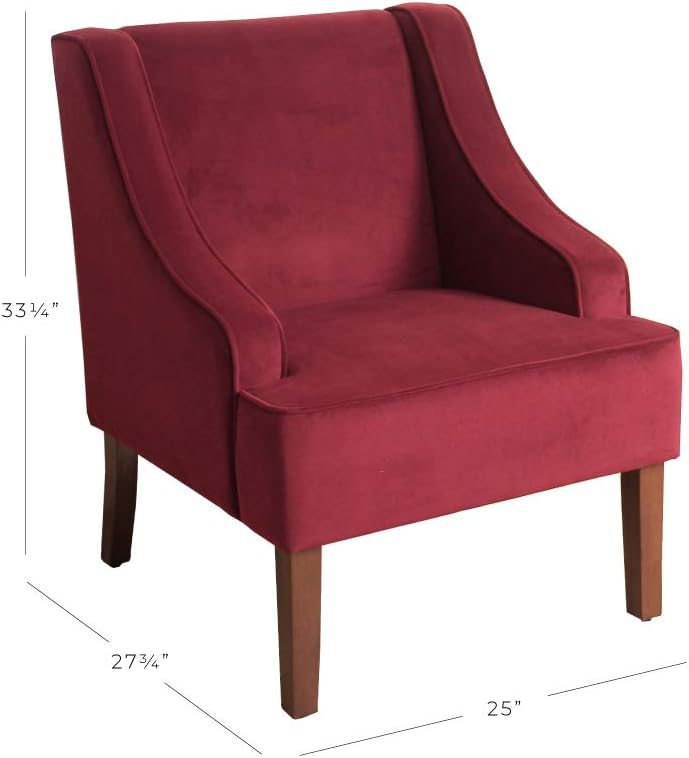 Velvet Swoop Arm Accent Chair, Burgundy