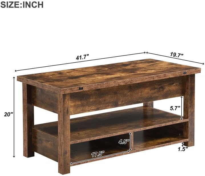 Versatile Wooden Coffee Table with Storage Shelf, Brown