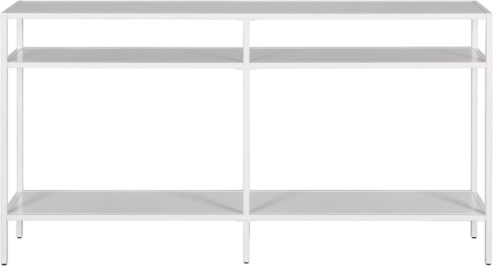 Rectangular Console Table with Metal Shelves, Matte White