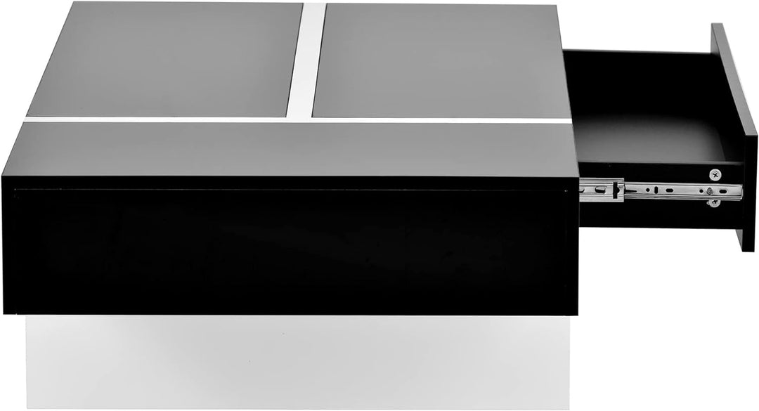 Merax Modern High Gloss Coffee Table, Contemporary Rectangle Living Room Furniture, Black