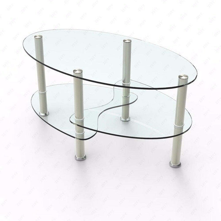 Oval Glass Top Coffee Tables, Tempered Glass & Chrome Legs (Clear)