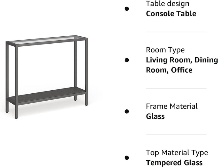 Rectangular Console Table in Aged Steel, Entryway Accent Table