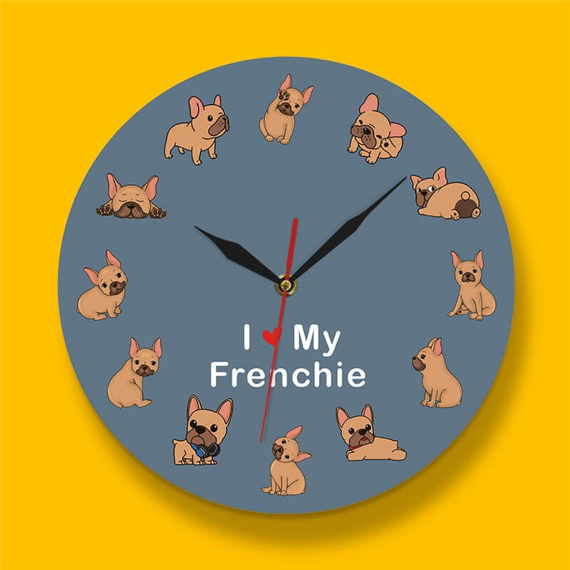 "I Love My Frenchie" Silent Non-Ticking Wall Clock