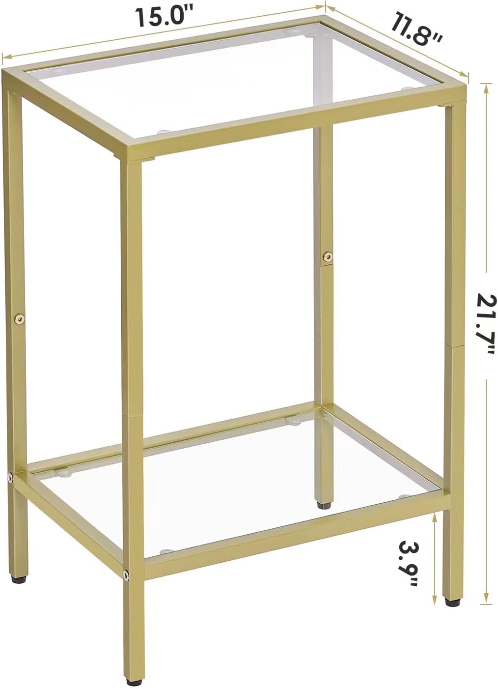 2-Tier Side Table, End Tables with Tempered Glass, Nightstands