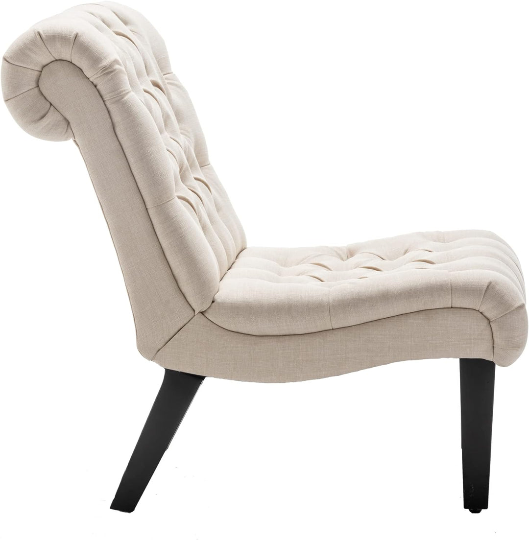 Accent Chairs Set of 2 Modern Armless Cream