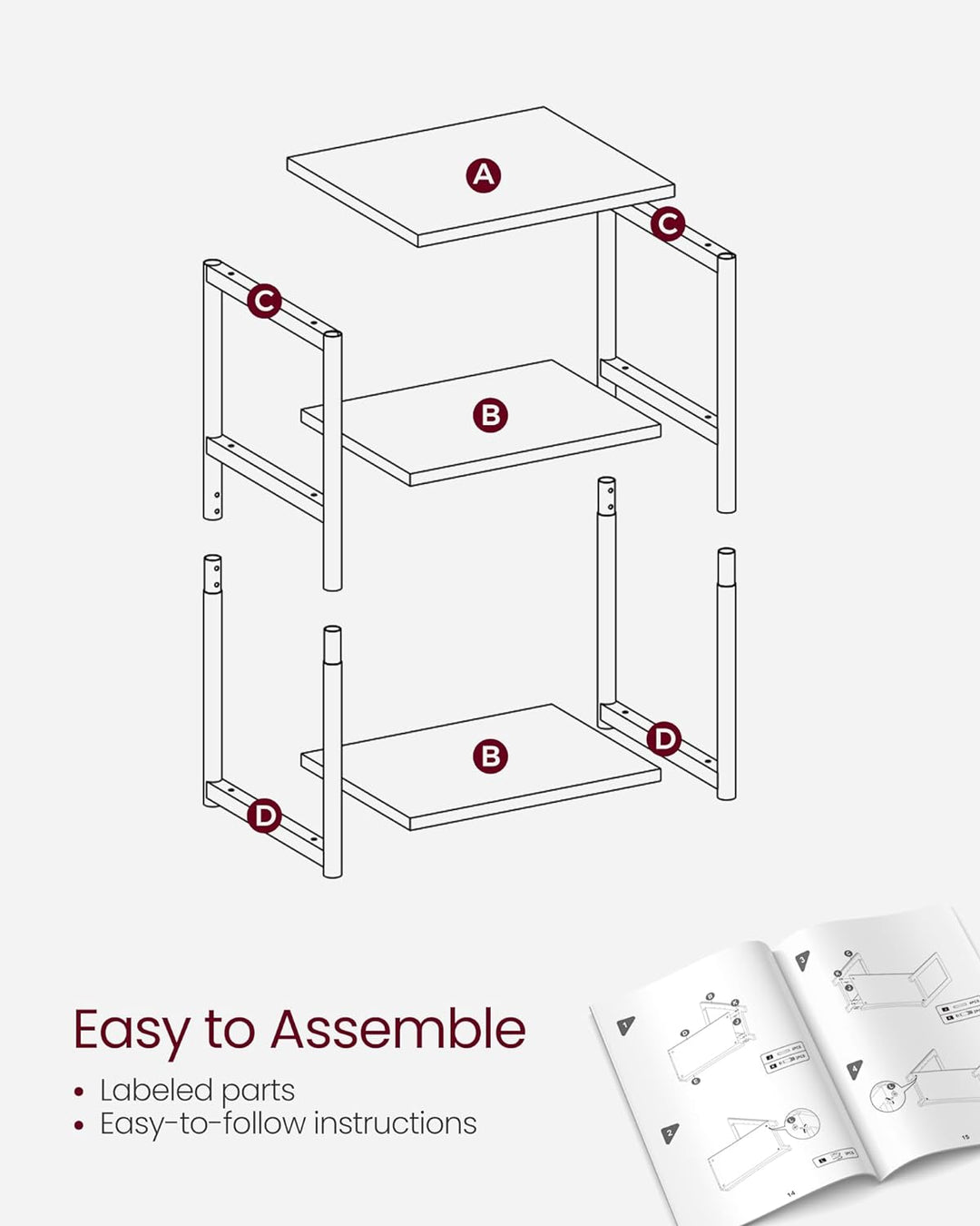 Side Table, Small End Table, Tall Nightstand