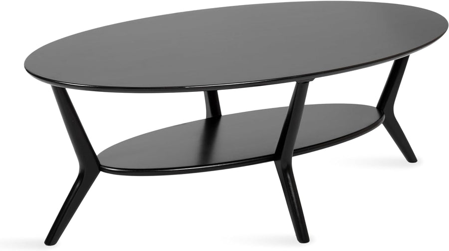 Kate and Laurel Nylah Mid-Century Modern Oval Coffee Table, Black