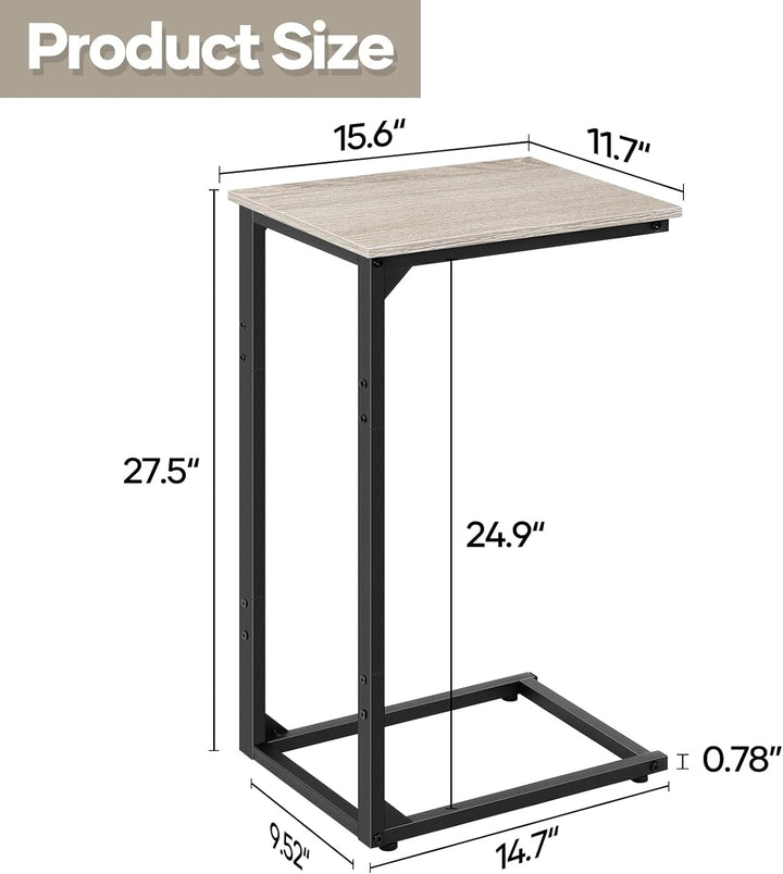 C Shaped End Table Set of 2, Sofa Snack Tray