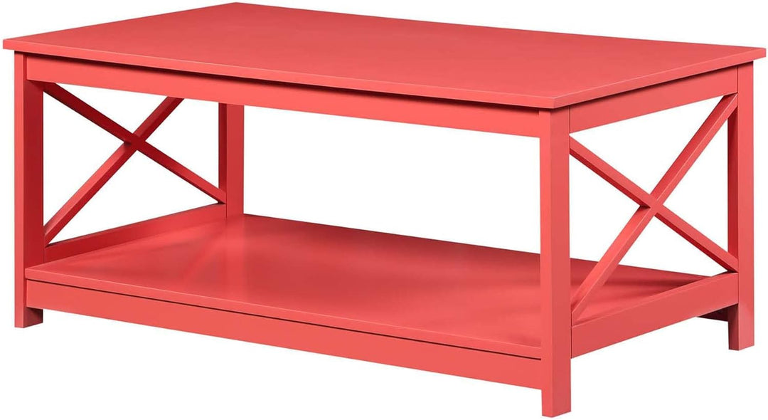 Convenience Concepts Oxford Coffee Table with Shelf, Coral