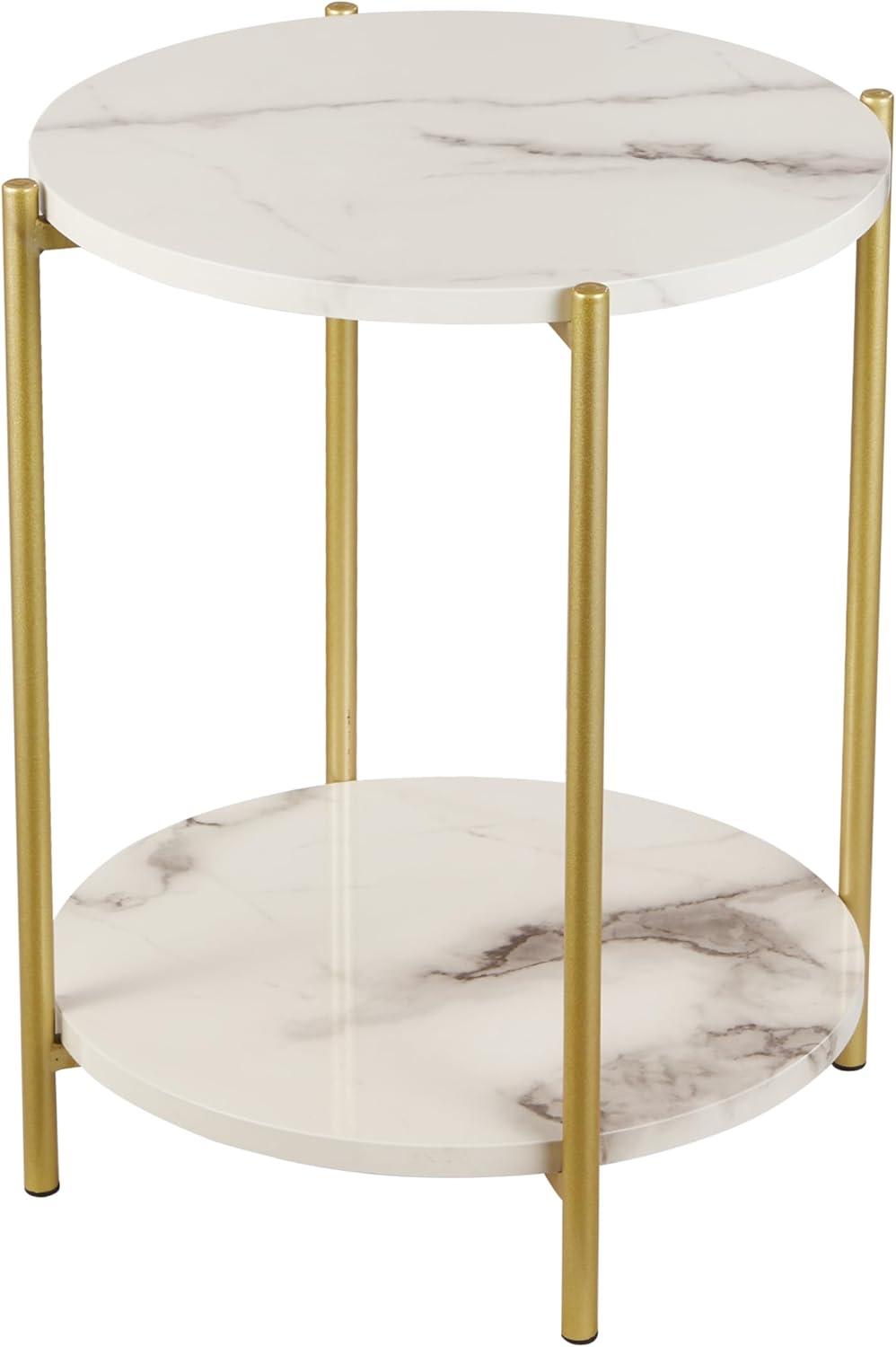 2 Tier Round Side Table, Marble End Tables Coffee Table