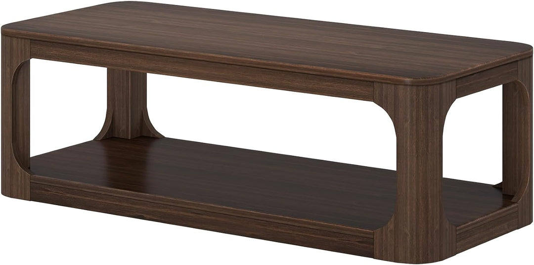 Solid Wood Modern Coffee Table, 54 Inch, Walnut