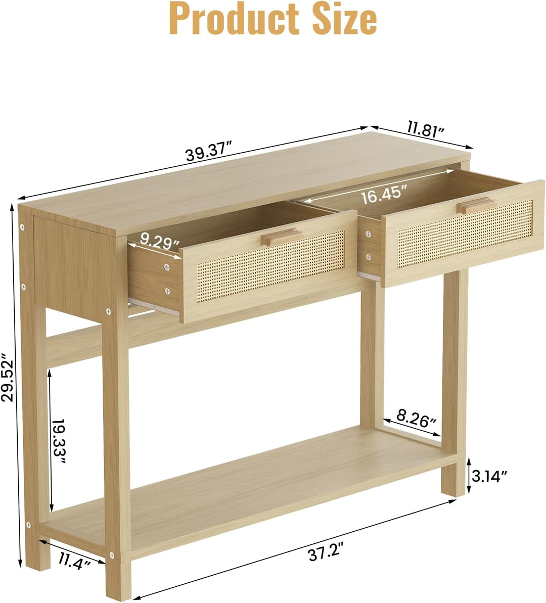 Rattan Console Table, Narrow Long Entryway