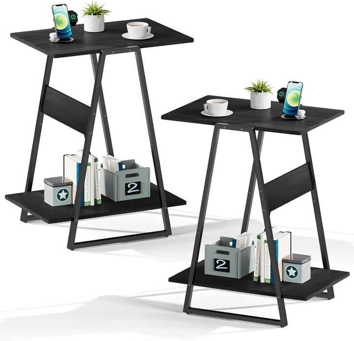 Small Table Set of 2-2 Tier Slim End Tables