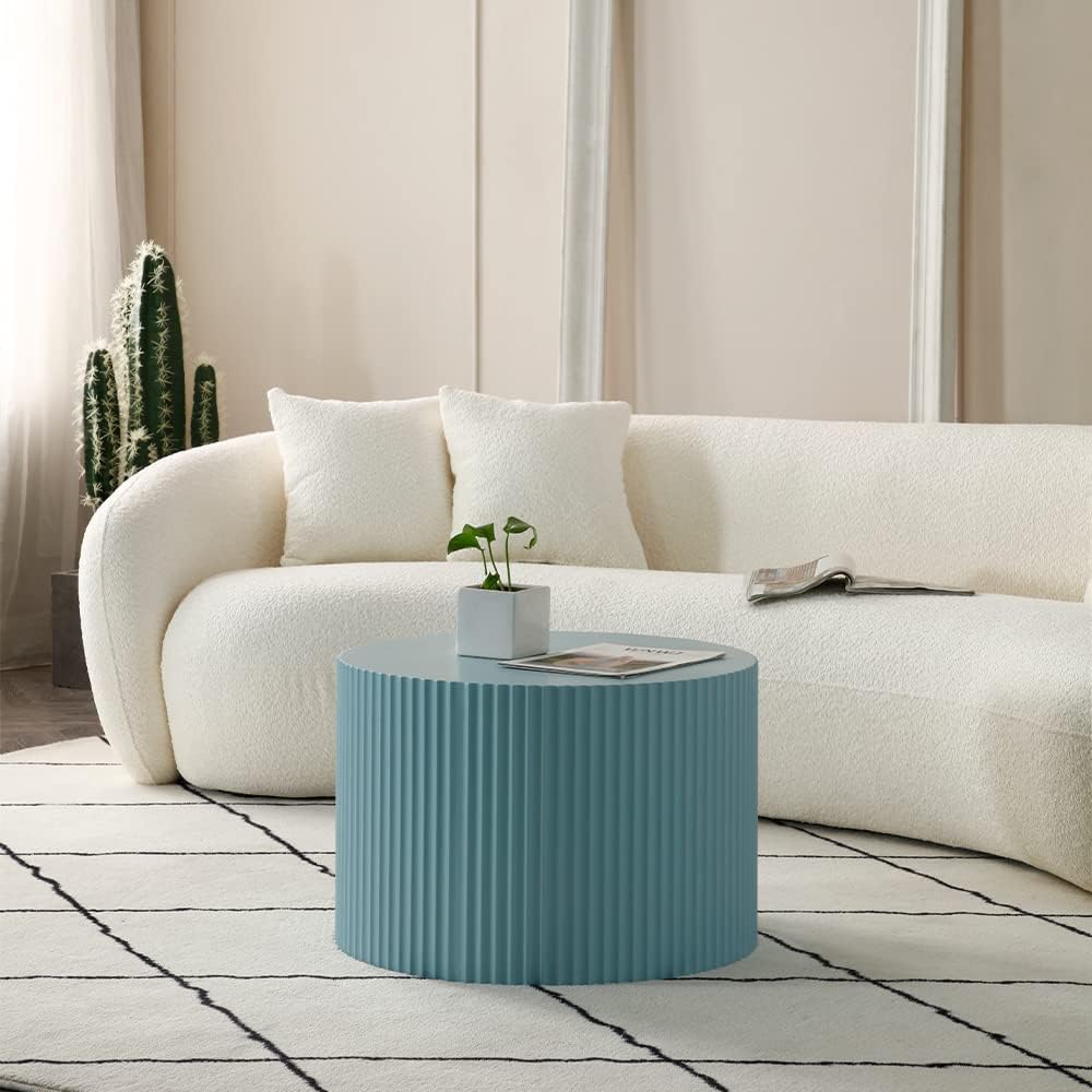 Modern Round Coffee Table Set, Nesting End Tables, Wood Circle Tables