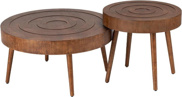 Nesting Coffee Tables with Wood Grain Finish, Modern Accent Coffee Table