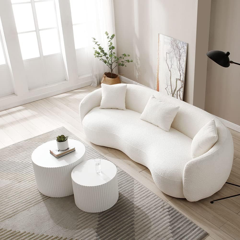 Elegant Contemporary Round Coffee Table Set, White