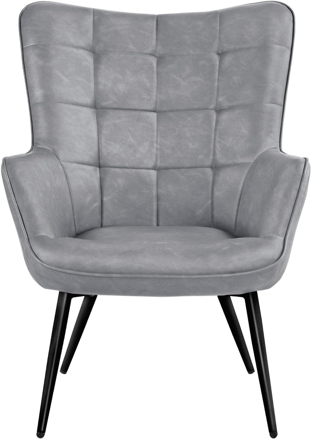 Faux Leather Tufted Accent Chair Gray