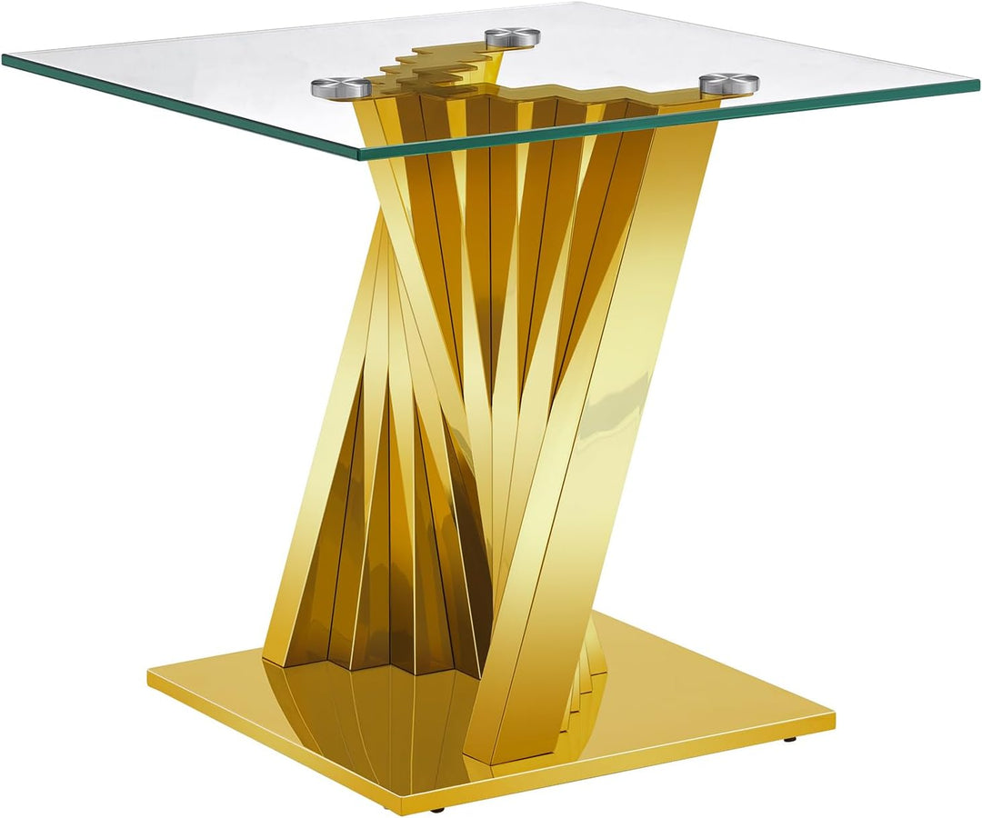 Modern Glass and Gold End Table for Living Room, Gold20