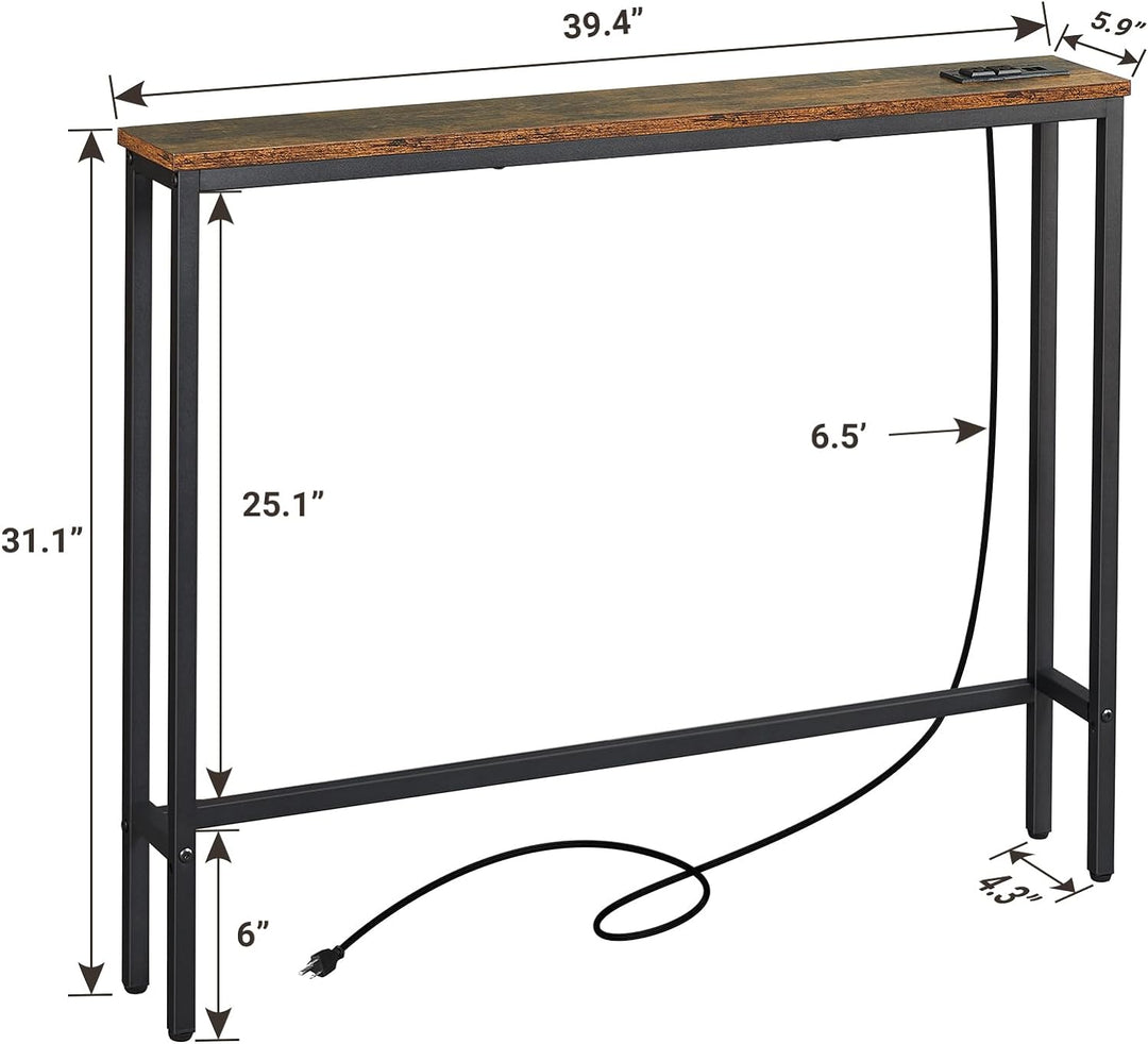 5.9" Console Sofa Table Power Outlets USB Port