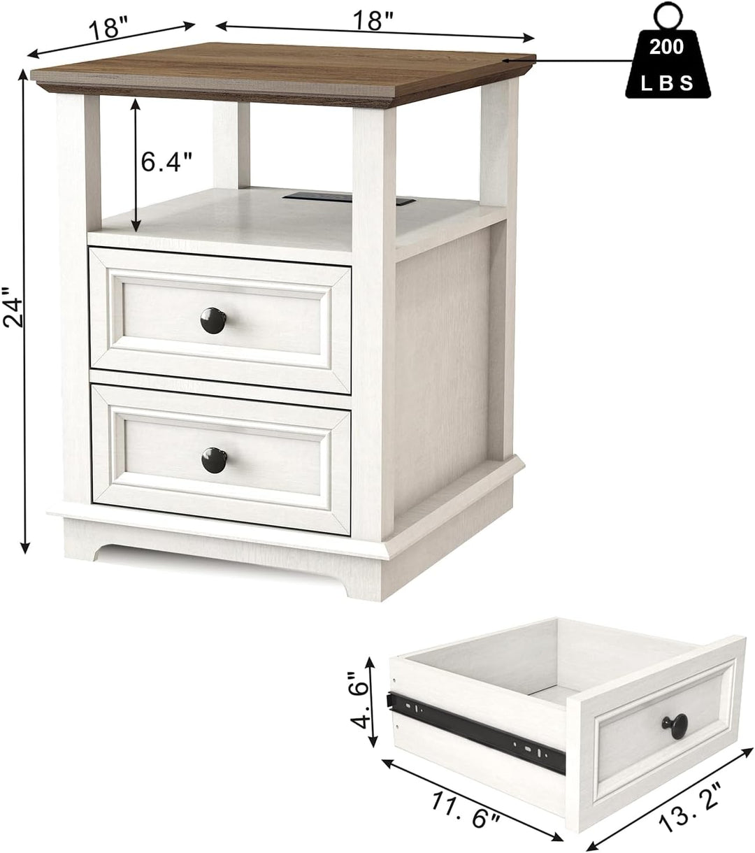 End Table with USB C Charging, 24" Sofa Side Table