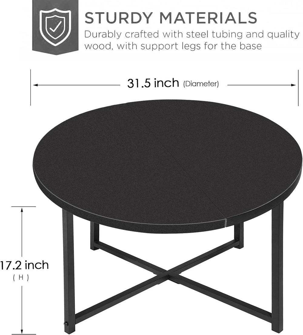 Stylish Round Coffee Table for Small Living Spaces, Black