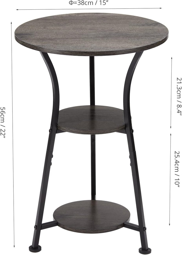 3-Tier Round Accent Table for Small Spaces, Grey