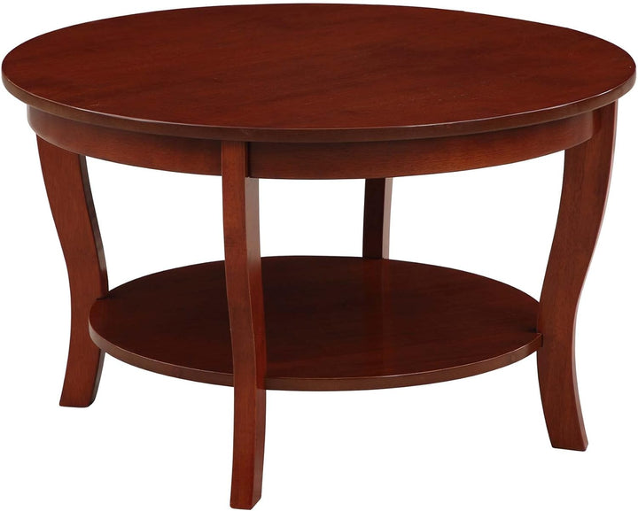 Convenience Concepts American Heritage Round Coffee Table, Mahogany