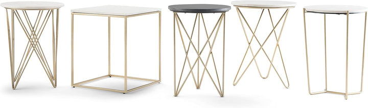 Gabon 18" Metal Accent Side Table White/Gold