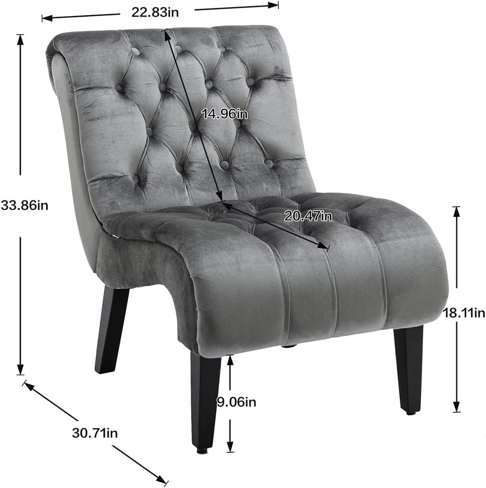 Comfy Velvet Accent Chair, Modern Lounge Chair Silver