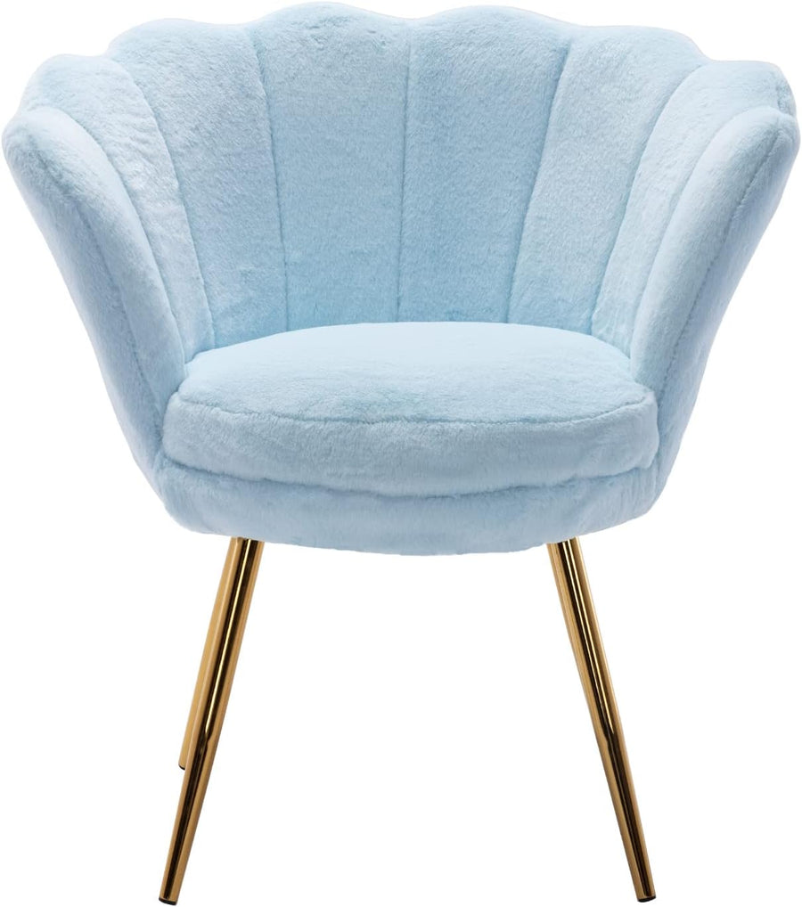 Living Room Chair, Faux Fur Mid Century Modern Retro Leisure Accent Chair(Baby Blue)