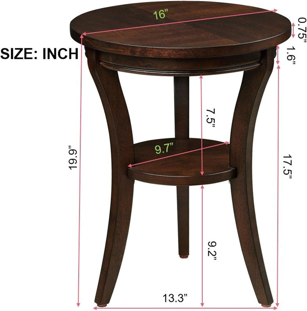 16'' Round Solid Wood Coffee Table Side End Accent