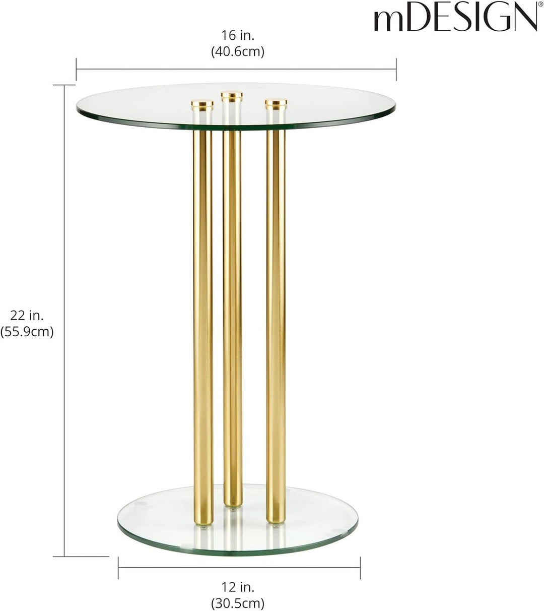 16" Glass Top Side Table - Modern Accent Stand