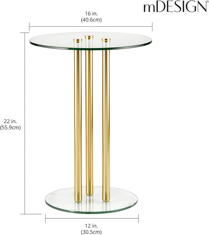 16" Glass Top Side Table - Modern Accent Stand