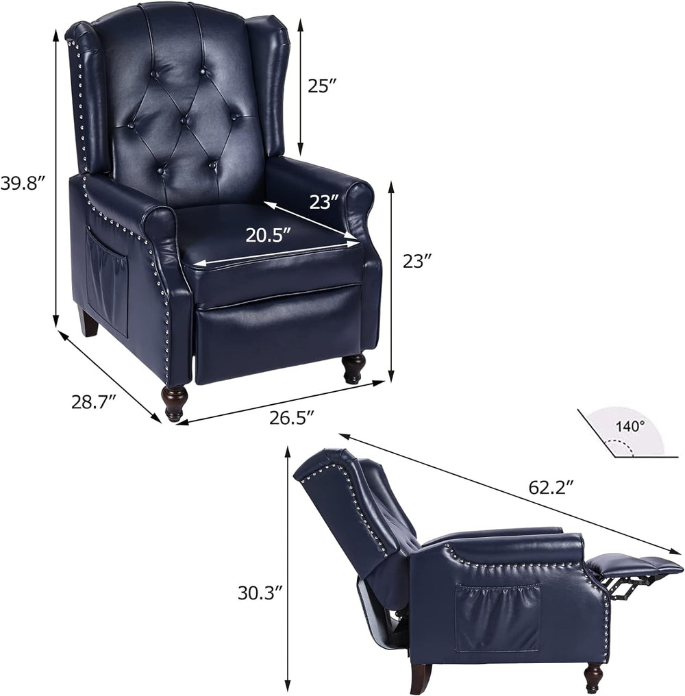 Wingback Recliner Chair, Heat Massage PU Leather Sofa