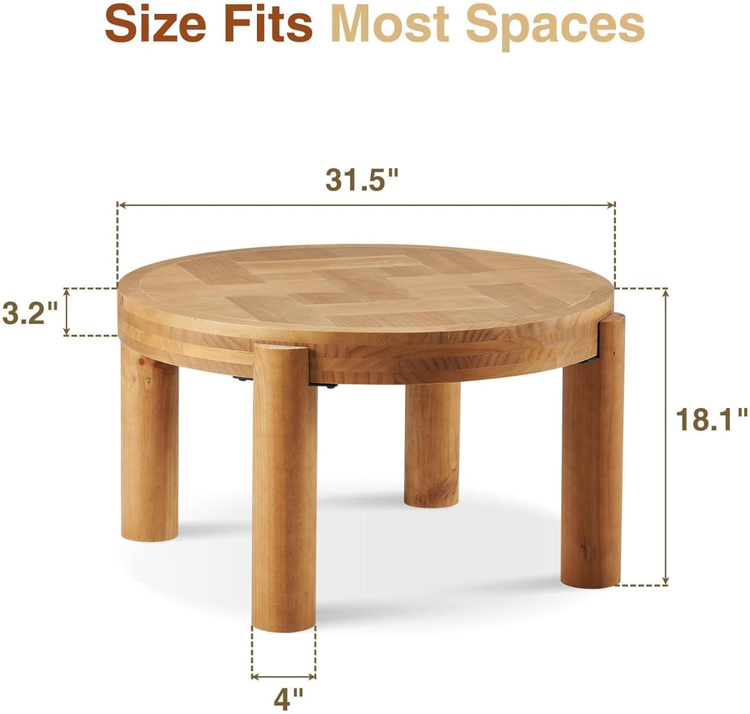 Round Wood Coffee Table, Natural