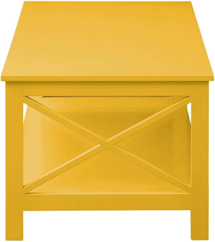 Convenience Concepts Oxford Coffee Table with Shelf, Yellow