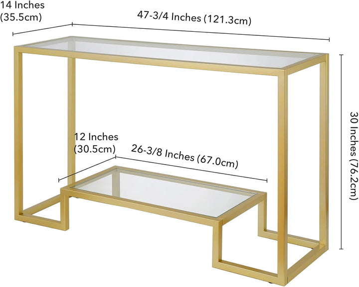 Rectangular Console Table, 47.75" Wide, Brass Finish