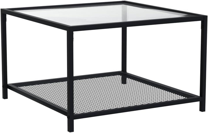 Coffee Table Storage Modern Glass 27.6x27.6x17.7